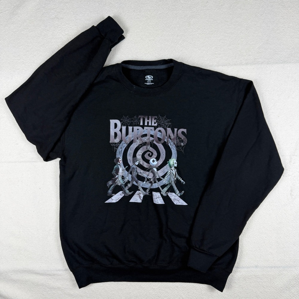 Athletic Works Tim Burton Mashup Sweatshirt Black Mens Medium Beetlejuice Jack